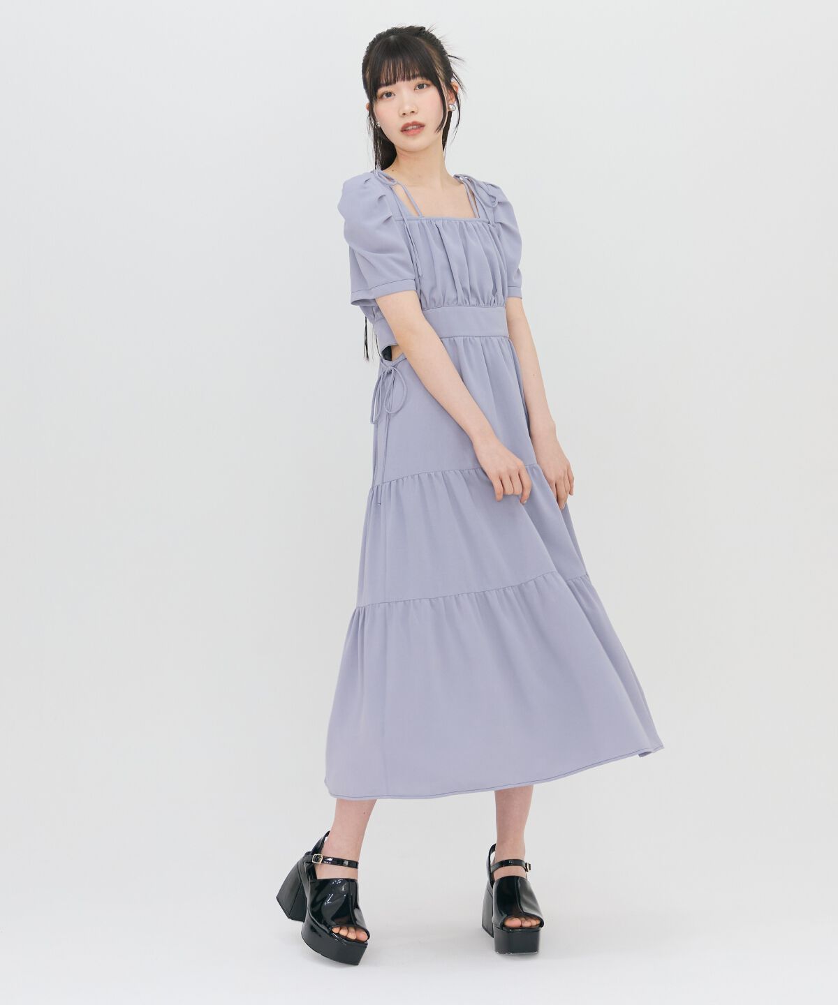 REDYAZEL「サイドリボンカットティアードワンピース」|ワンピース|サックス