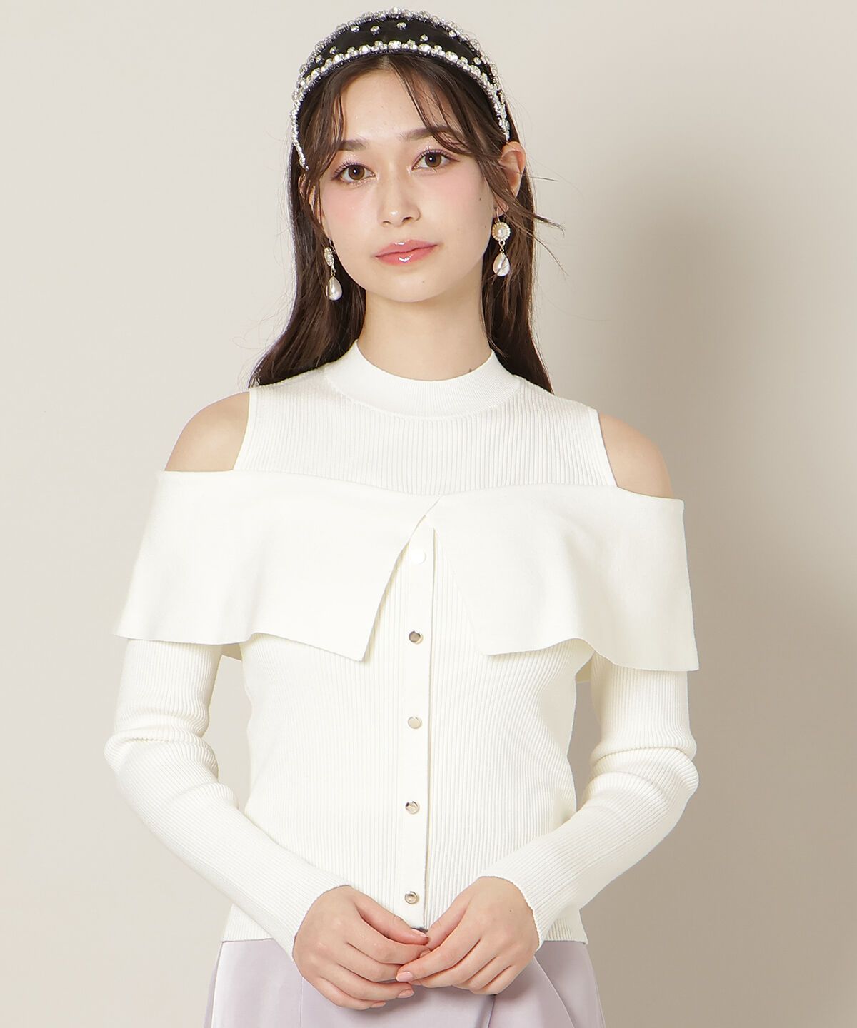 WILLSELECTION「オープンショルダーレイヤードニット」|ニット・セーター|