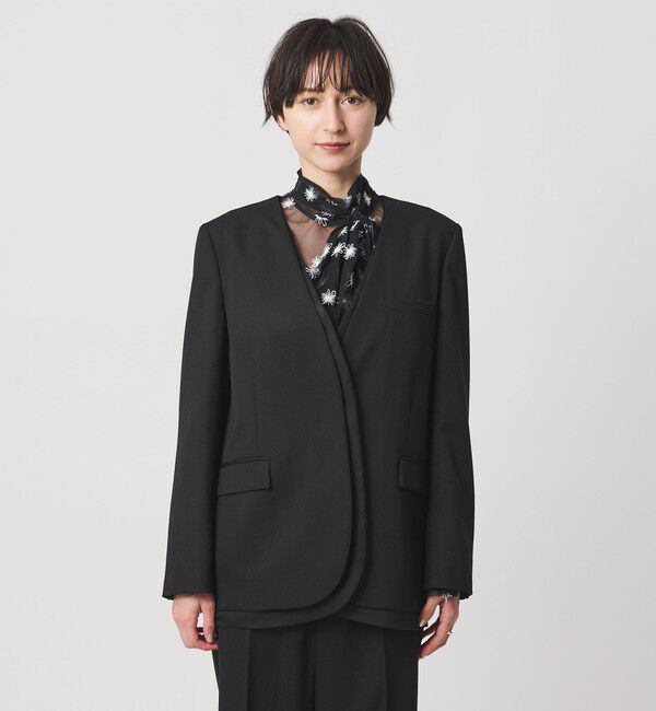 UNITED ARROWS「オーガンジー コンビ ジャケット」|ノーカラージャケット|