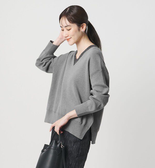 UNITED ARROWS「コンフォート スマート Vネックニット ‐ウォッシャブル‐」|ニット・セーター|MD.GRAY