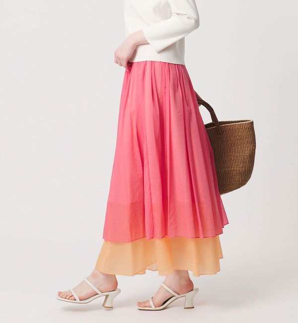 UNITED ARROWS「シアー バイカラー スカート ‐ウォッシャブル‐」|スカート|PINK