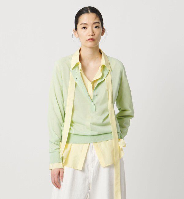 AEWEN MATOPH「＜AEWEN MATOPH＞シアーヘンリーネックニット ‐ ウォッシャブル ‐」|ニット・セーター|LIME