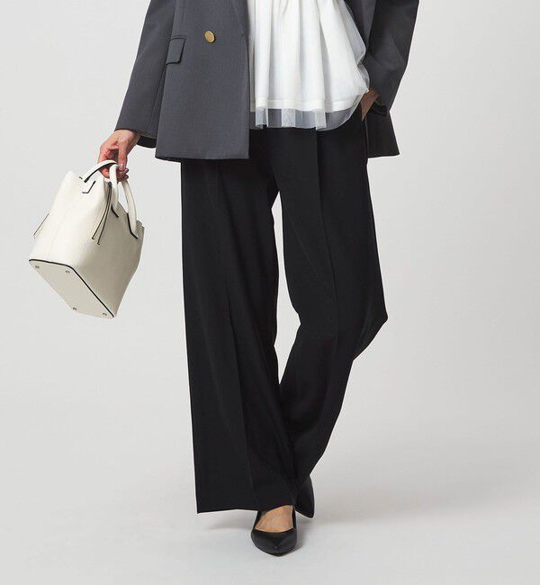 UNITED ARROWS green label relaxing「［size SHORT/TALLあり］パウドレ ワイド パンツ ウォッシャブル ストレッチ」|スラックス|