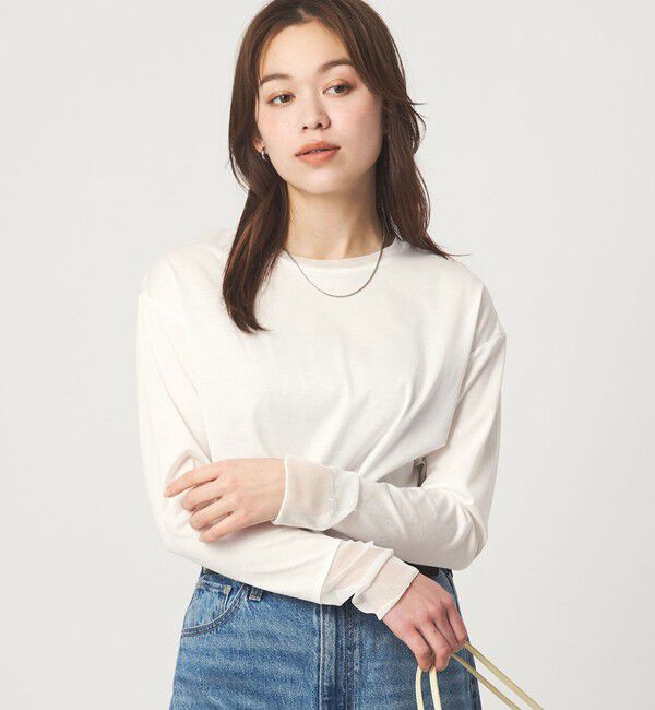 UNITED ARROWS green label relaxing「ソデ チュール プルオーバー カットソー」|Tシャツ・カットソー|OFF WHITE