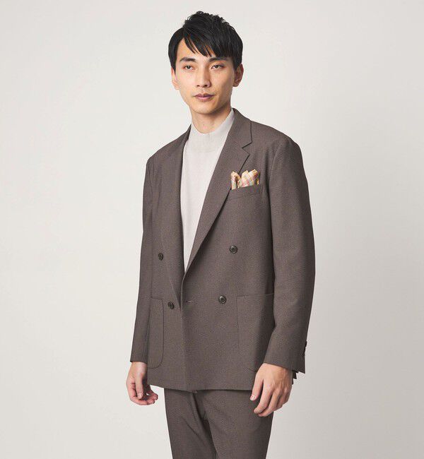 UNITED ARROWS green label relaxing「A+ ポリエステル シャークスキン ダブルブレスト 4B スタンダード セットアップ ジャケット -ウォッシャブ」|テーラードジャケット|