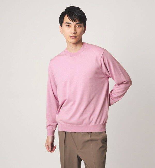 UNITED ARROWS green label relaxing「MTB コットン ハイゲージ クルーネック ニット」|ニット・セーター|PINK