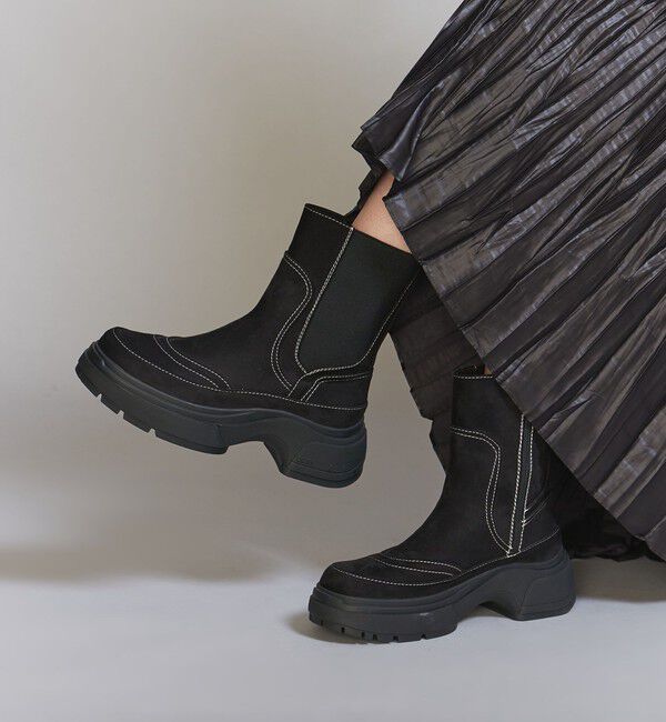 BEAUTY&YOUTH UNITED ARROWS「＜PAES＞ステッチ サイドゴア ショートブーツ 」|ショートブーツ|BLACK