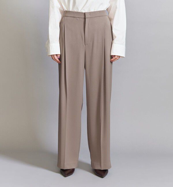 BEAUTY&YOUTH UNITED ARROWS「【WEB限定 Wardrobe DAILY MINIMAL】ダブルクロス タックワイドストレートパンツ ウォッシャブル」|スラックス|