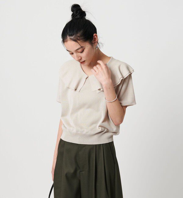 BEAUTY&YOUTH UNITED ARROWS「【WEB限定】フリルカラー ニットプルオーバー -ウォッシャブル-」|ニット・セーター|NATURAL