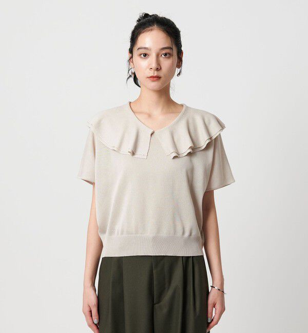 BEAUTY&YOUTH UNITED ARROWS「【WEB限定】フリルカラー ニットプルオーバー -ウォッシャブル-」|ニット・セーター|