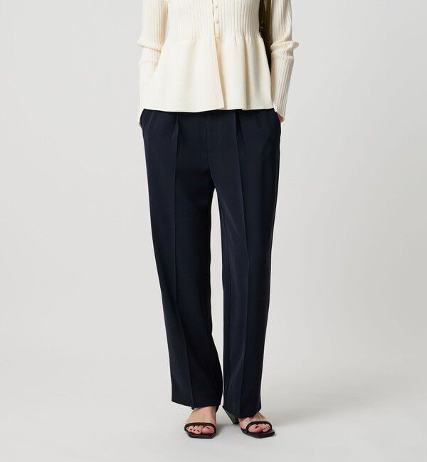 BEAUTY&YOUTH UNITED ARROWS「【WEB限定 Wardrobe DAILY MINIMAL】ダブルクロス テーパードパンツ ウォッシャブル」|スラックス|NAVY