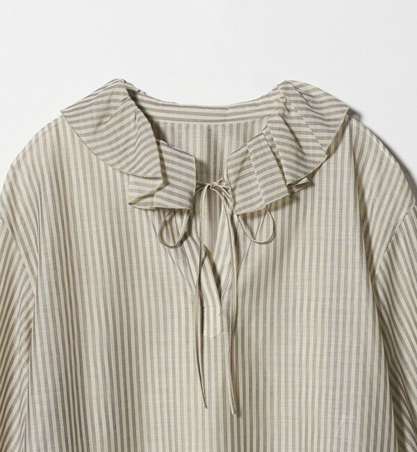 BEAUTY&YOUTH UNITED ARROWS「ストライプ ラッフル スキッパーブラウス ウォッシャブル」|シャツ・ブラウス|
