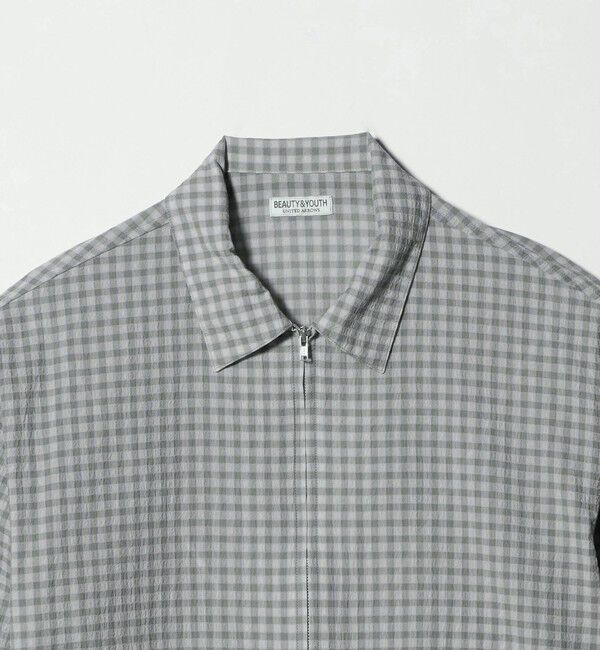 BEAUTY&YOUTH UNITED ARROWS「シャーリング チェック ジップシャツ」|シャツ・ブラウス|