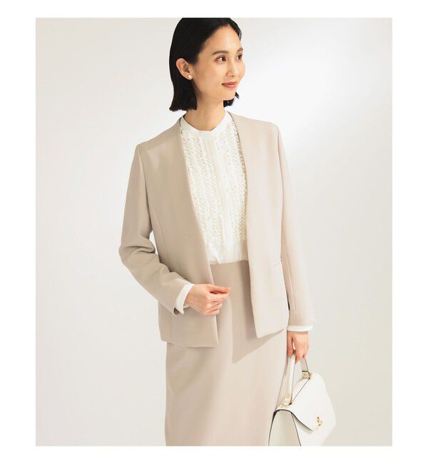 Demi-Luxe BEAMS 「トリアセ カラーレスジャケット＊」|ノーカラージャケット|