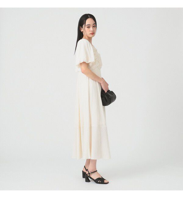 Ray BEAMS 「ジャカード スクエアネック パフスリーブ ワンピース」|ワンピース|