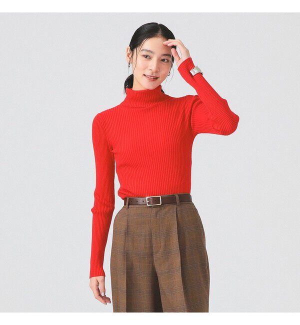 Ray BEAMS 「14ゲージ リブ タートル ネック ニット」|ニット・セーター|RED