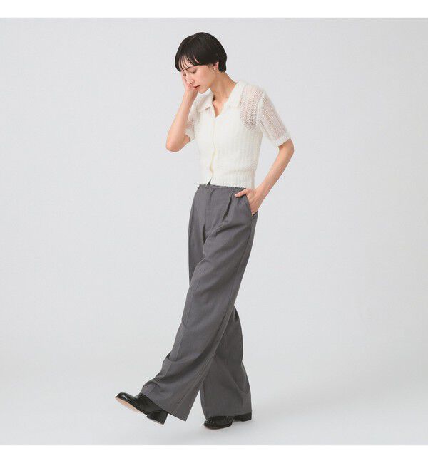 Ray BEAMS 「シャギー メッシュ ポロ カーディガン」|ニット・セーター|