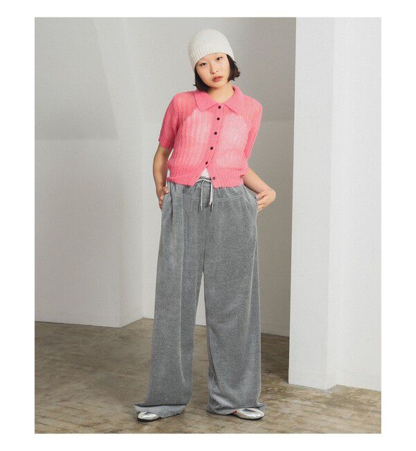 Ray BEAMS 「シャギー メッシュ ポロ カーディガン」|ニット・セーター|