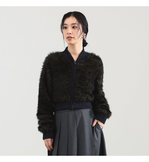Demi-Luxe BEAMS 「TAN / ニット ファー ボンバージャケット」|ブルゾン・スタジャン|