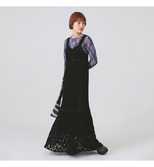 Ray BEAMS 「レース ティアード タンクトップ ワンピース」|ワンピース|BLACK