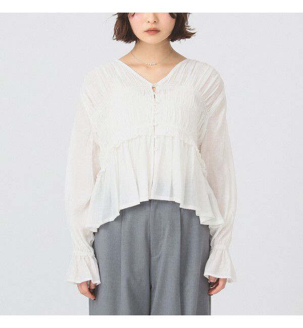 Ray BEAMS 「シャーリング ペプラム  ブラウス」|シャツ・ブラウス|