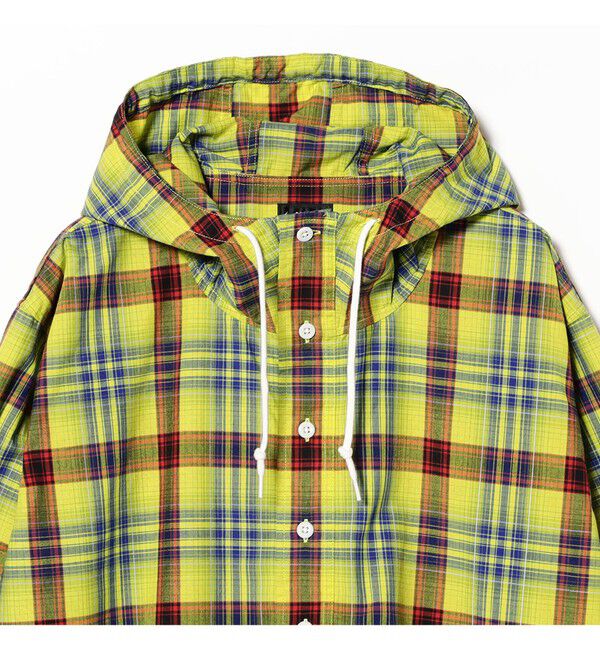 BEAMS「ワイドフィット リフレクター チェック フードシャツ」|シャツ・ブラウス|