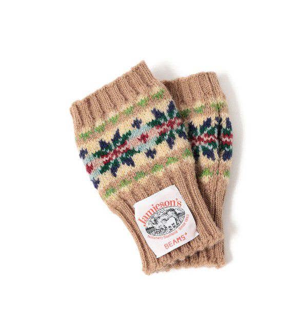 BEAMS PLUS「【別注】Jamieson&rsquo;s / Fairisle Fingerless Glove」|手袋|BEIGE