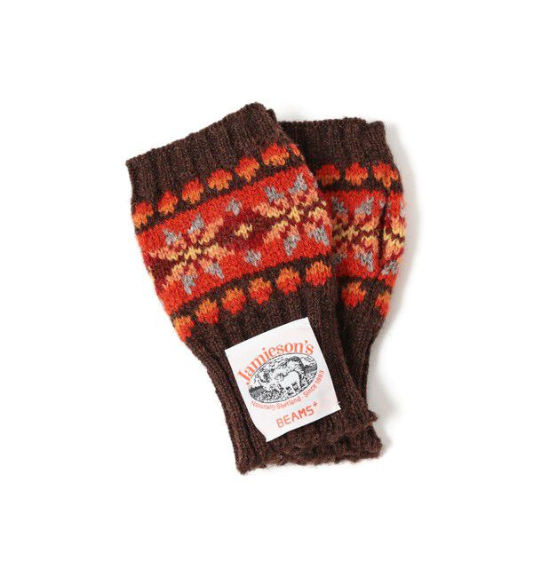 BEAMS PLUS「【別注】Jamieson&rsquo;s / Fairisle Fingerless Glove」|手袋|BROWN
