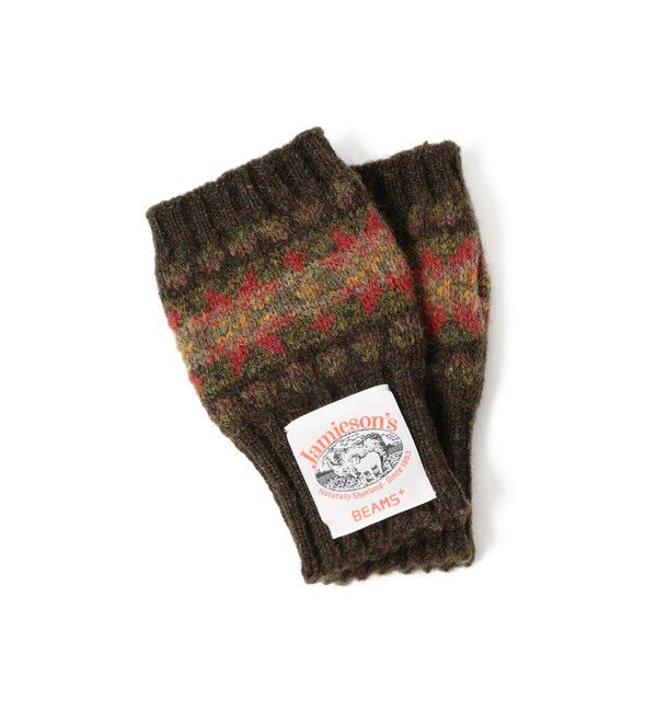 BEAMS PLUS「【別注】Jamieson&rsquo;s / Fairisle Fingerless Glove」|手袋|OLIVE