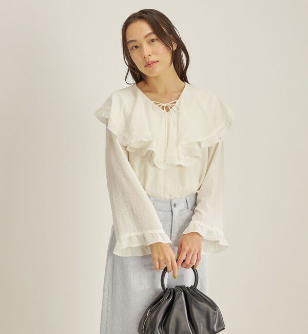 SHIPS for women「〈手洗い可能〉スムージーリップ ラッフル ブラウス ◇」|シャツ・ブラウス|