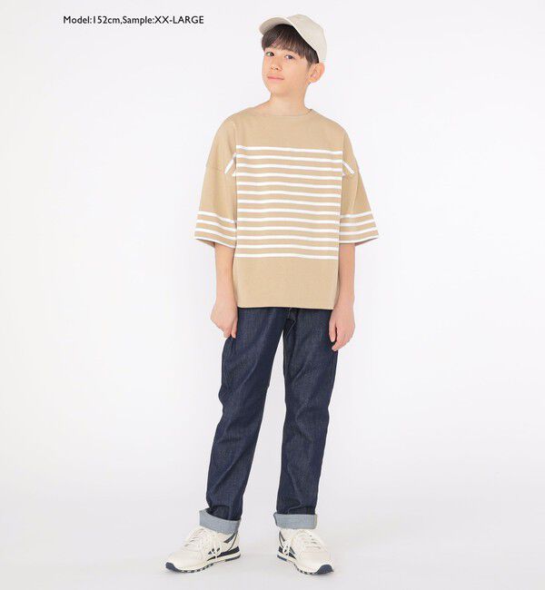 SHIPS KIDS「SHIPS KIDS:100～170cm / パネル ボーダー 半袖 TEE」|Tシャツ・カットソー|