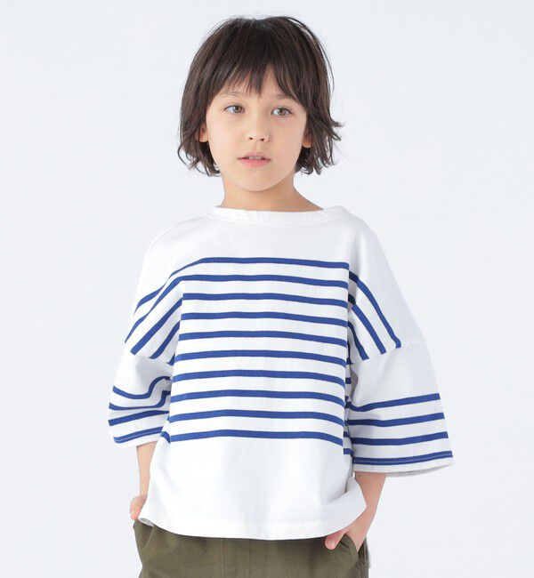 SHIPS KIDS「SHIPS KIDS:100～170cm / パネル ボーダー 半袖 TEE」|Tシャツ・カットソー|