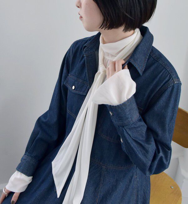 quaranciel「quaranciel:〈洗濯機可能〉チュール シアー ボウタイ プルオーバー」|Tシャツ・カットソー|