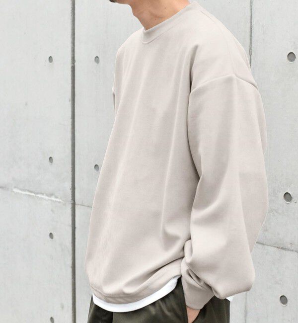 SHIPS any「SHIPS any: 〈洗濯機可能〉フェイクスエード (ポリエステル) / レイヤード クルーネック プルオーバー◇」|スウェット・ジャージ|グレー