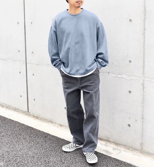 SHIPS any「SHIPS any: 〈洗濯機可能〉フェイクスエード (ポリエステル) / レイヤード クルーネック プルオーバー◇」|スウェット・ジャージ|