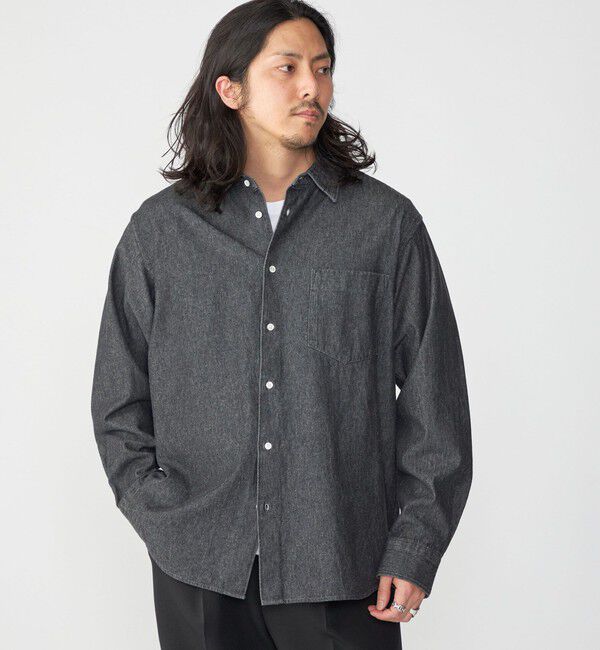 SHIPS「SHIPS: 6.5oz ウォッシュド デニム レギュラーカラー 長袖 シャツ」|シャツ・ブラウス|ブラック