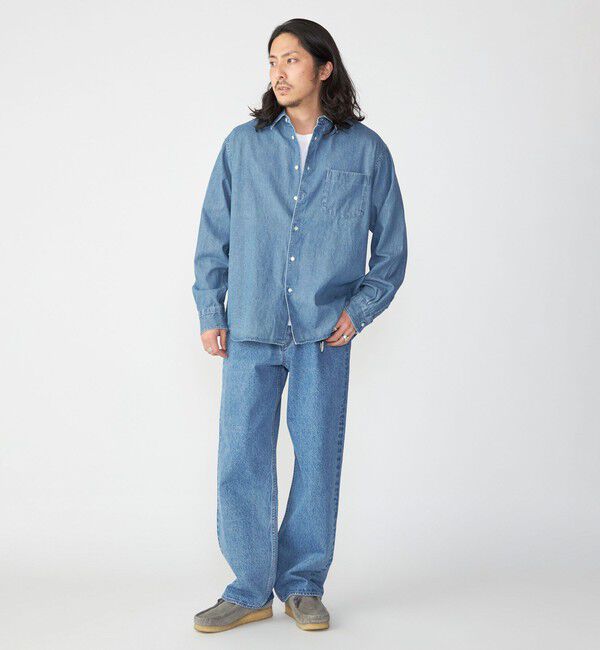 SHIPS「SHIPS: 6.5oz ウォッシュド デニム レギュラーカラー 長袖 シャツ」|シャツ・ブラウス|
