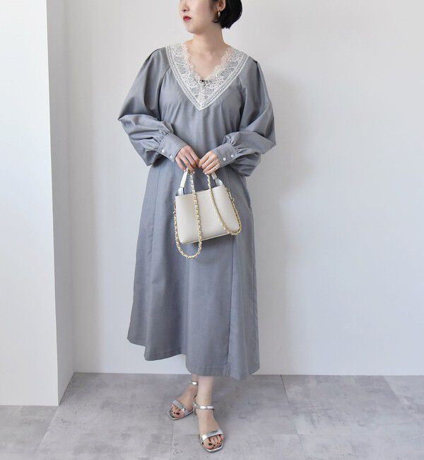 quaranciel「quaranciel:〈手洗い可能〉ウーステッド レース コンシャス ワンピース」|ワンピース|