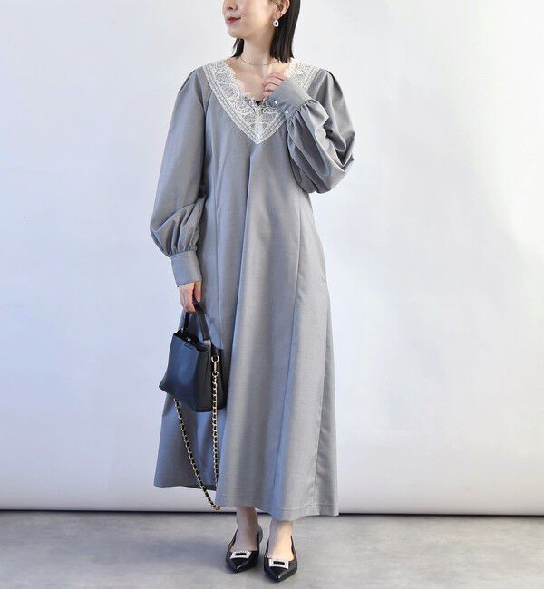 quaranciel「quaranciel:〈手洗い可能〉ウーステッド レース コンシャス ワンピース」|ワンピース|