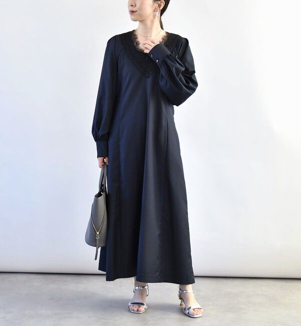 quaranciel「quaranciel:〈手洗い可能〉ウーステッド レース コンシャス ワンピース」|ワンピース|