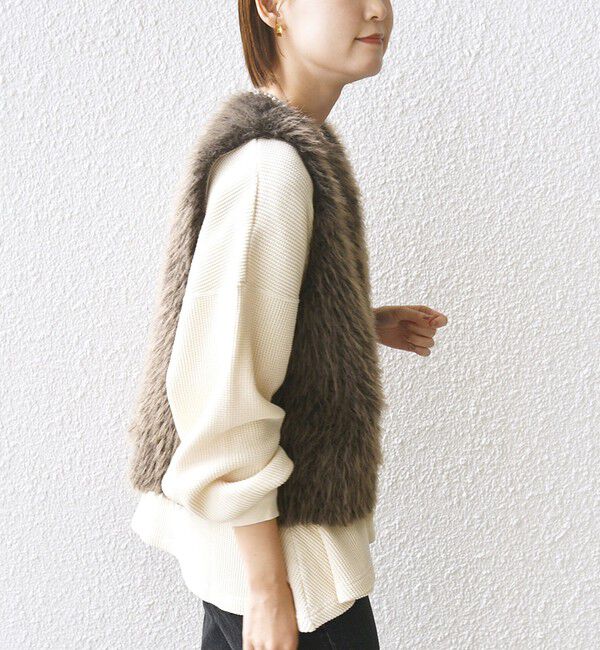 SHIPS for women「リバーシブル フェイクファー ボンディング ジレ」|ベスト・ジレ|