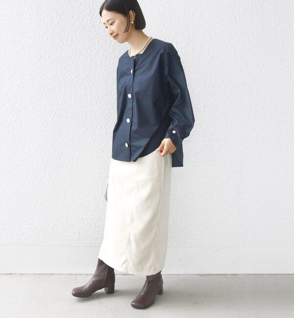 SHIPS for women「【WEB限定】 〈洗濯機可能〉タイプライター ビジュー ボタン ロングスリーブ ブラウス」|シャツ・ブラウス|