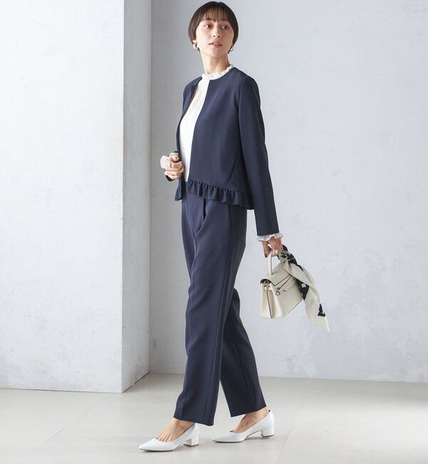 SHIPS for women「〈手洗い可能〉トリアセテート混 裾 フリル ジャケット（セットアップ対応）」|ノーカラージャケット|