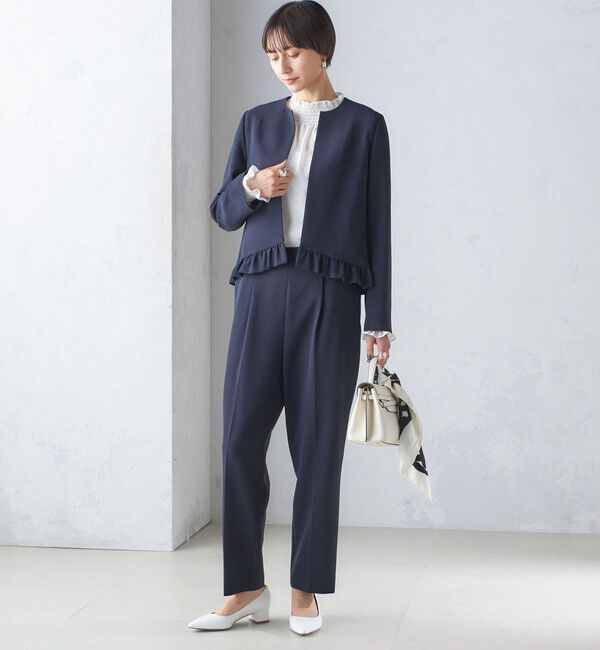 SHIPS for women「〈手洗い可能〉トリアセテート混 裾 フリル ジャケット（セットアップ対応）」|ノーカラージャケット|