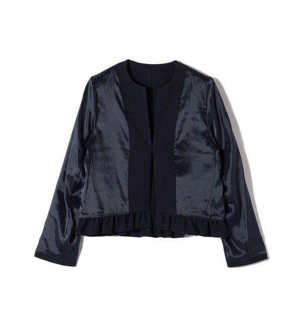SHIPS for women「〈手洗い可能〉トリアセテート混 裾 フリル ジャケット（セットアップ対応）」|ノーカラージャケット|