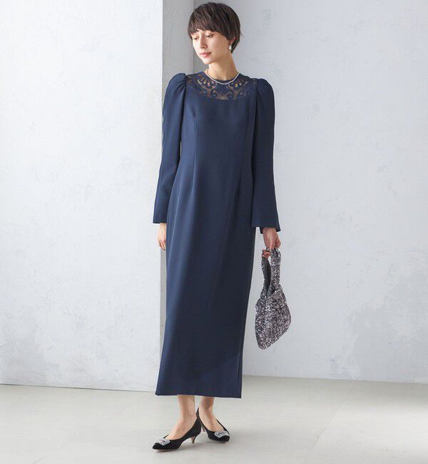 SHIPS for women「troisiemeCHACO:レース 切替 ワンピース（セレモニー対応可）」|ワンピース|