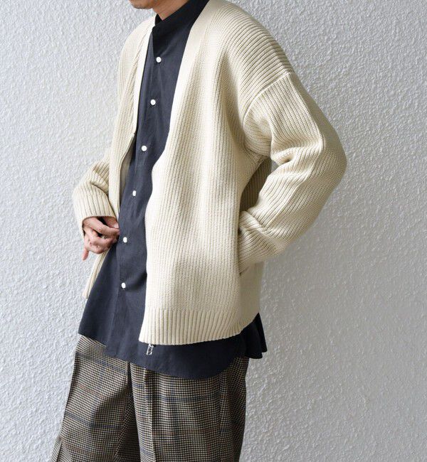 SHIPS any「SHIPS any:〈手洗い可能〉畦編み ドライバーズ Vネック ショート ジップ カーディガン◇」|カーディガン|