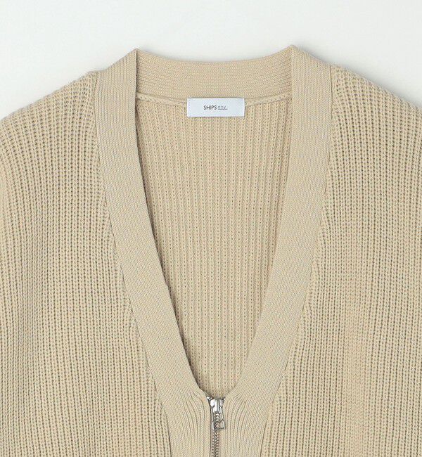 SHIPS any「SHIPS any:〈手洗い可能〉畦編み ドライバーズ Vネック ショート ジップ カーディガン◇」|カーディガン|