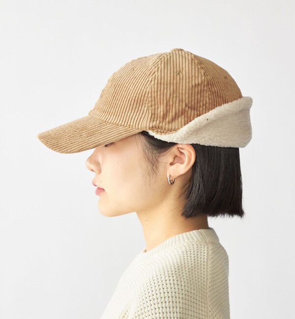 SHIPS「【WEB限定】SHIPS: ワンポイント ロゴ 刺繍 コーデュロイ ボア オーバーフィット キャップ」|キャップ・キャスケット|