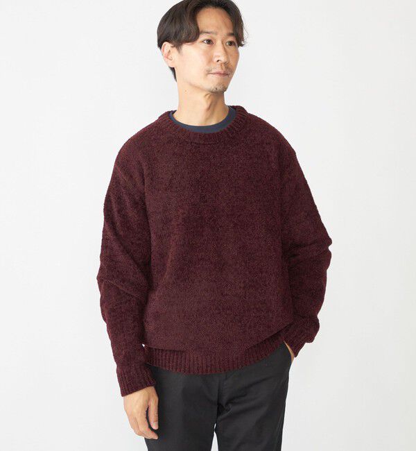 SHIPS「SHIPS:〈手洗い可能〉メランジ モール クルーネック ニット」|ニット・セーター|ワイン